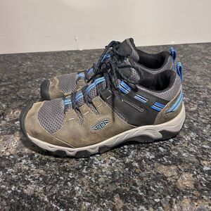 Keen Shoes Men's 10 Steen Vent Black Gray Blue Hiking Arch Support Sneaker